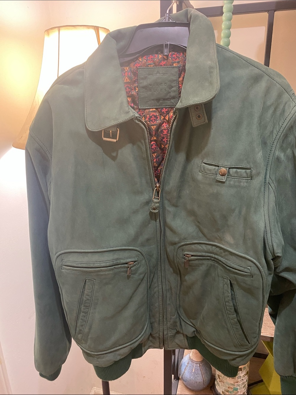 Green Suede Bomber Jacket - Women's Leather Outerwear